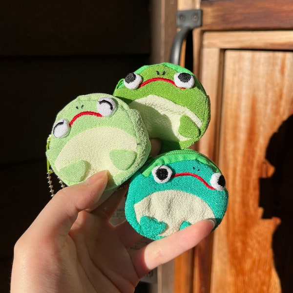 Cute Small Frog Pouch tiny coin case kawaii Smiling Frog for gift for friends adorable green frog purse