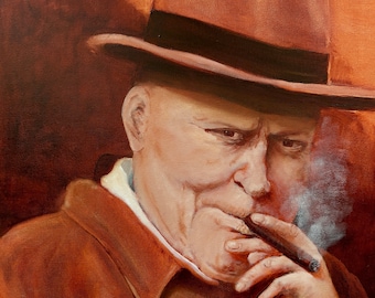 Pintura al óleo original de Winston Churchill