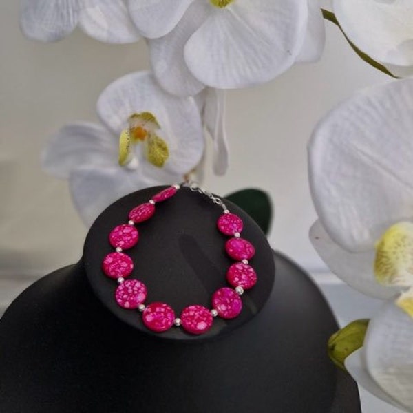 Bracelet perles roses