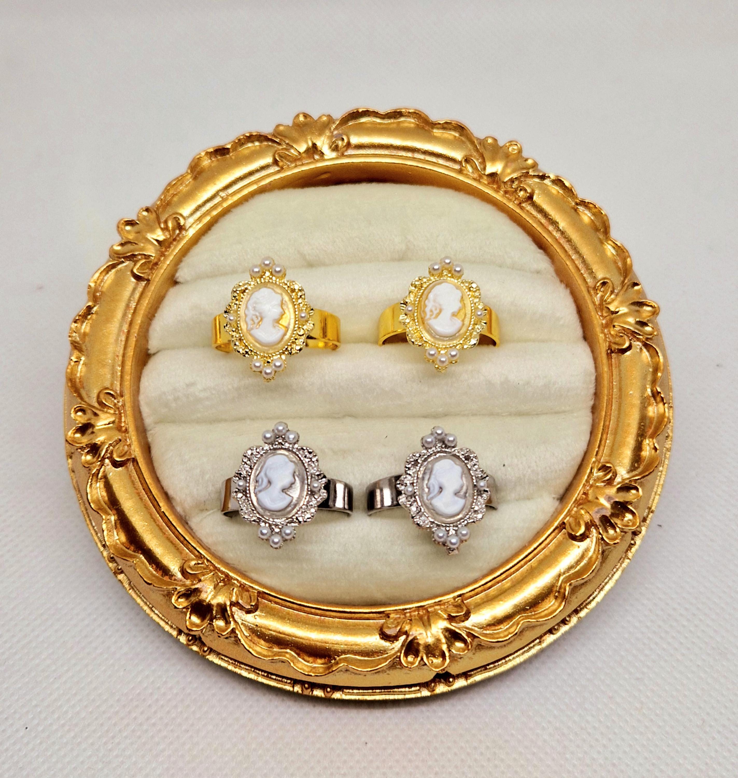 Bague Camée Réglable En Nacre Naturelle Et Argent Massif 925 - Création Artisanale Made In France