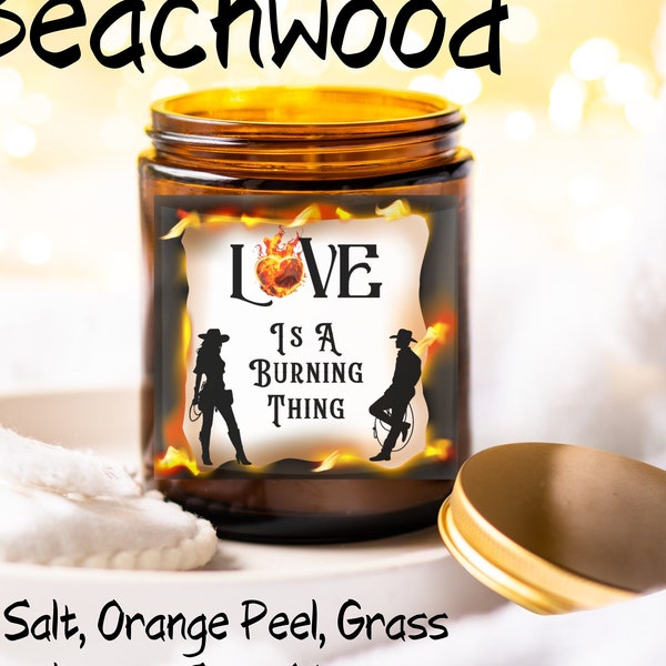 Burning Love Soy Wax Amber Candle Jar 9oz Eco-Friendly Vegan Blend,All Natural,Cotton Wick, Made in USA,Love Country Music,Gift for Musician