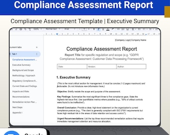 Modèle de rapport d'évaluation de la conformité : gouvernance prête pour l'audit (Google Docs)