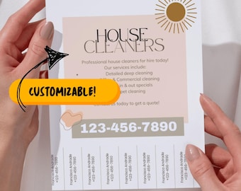 EDITABLE Simple Boho Business Flyer Tear off Flyer, Simple Boho Flyer, Advertisement Flyer