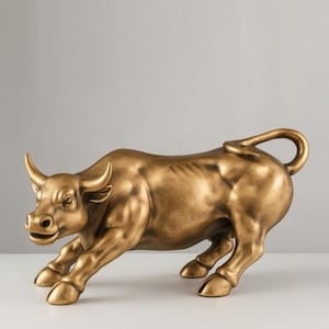 Iron Charge Bull Sculpture | Bold Resin Table Decor | Modern Strength Symbol | Unique Office Accent | Gift for Entrepreneurs