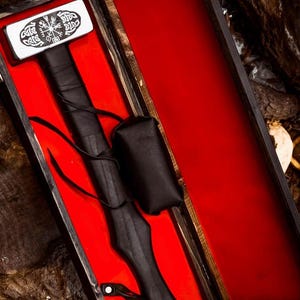Handmade Viking Mjölnir War Hammer | Norse Thor Hammer with Engraved Vegvisir | Viking Collectible | Wooden Gift Box | Gift For Husband