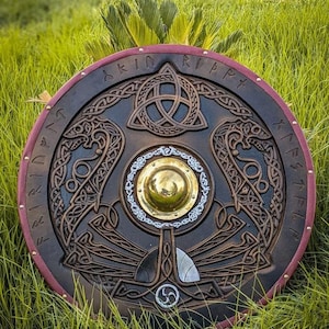 Custom Handmade Viking Battle Shield | Authentic Viking Shield | Gift For Men | Viking Lover Gift | Gift For Him | Birthday & Christmas Gift