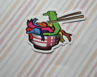 Ramen bowl worms sticker