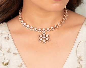 Kundan Blossom Necklace Set: Indian Wedding Jewelry