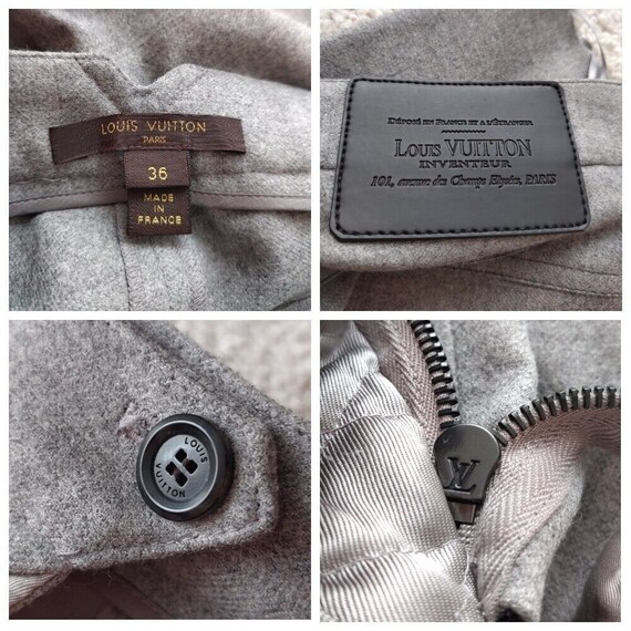 Louis Vuitton Womens Wool Zip Casual Pants Gray T… - image 3