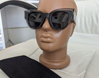 CELINE Acetat Petra Damen-Sonnenbrille, transparentes schwarzes Katzenauge, CL41447/S, 100 % authentisch, toller Zustand, mit Etui, original, selten
