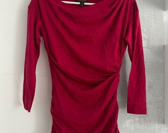 Louis Vuitton Womens Wool Crimson Sweatshirt 3/4 Tunika Bluse Top Shirt, 100 % authentisch, guter Zustand, Größe XS-S, Original, selten