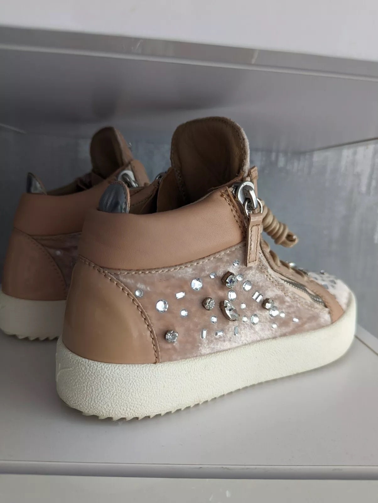 Giuseppe Zanotti Womens Crystal Rhinestone Studded Velor Giuseppe Zanotti Womens Crystal Rhinestone Studded Velor