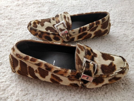 Prada Pony Hair Leopard Womens Flats Shoes Moccas… - image 1