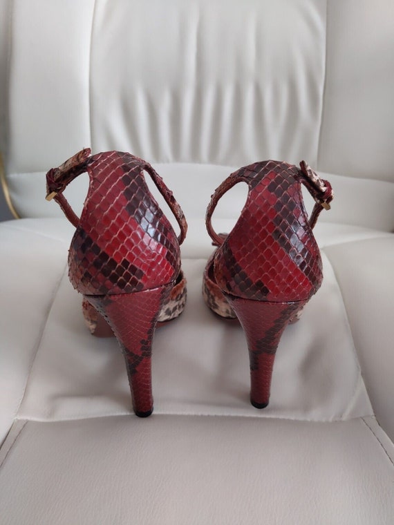 Gucci Python Mischa Ankle Strap Tassel Pumps Maro… - image 7