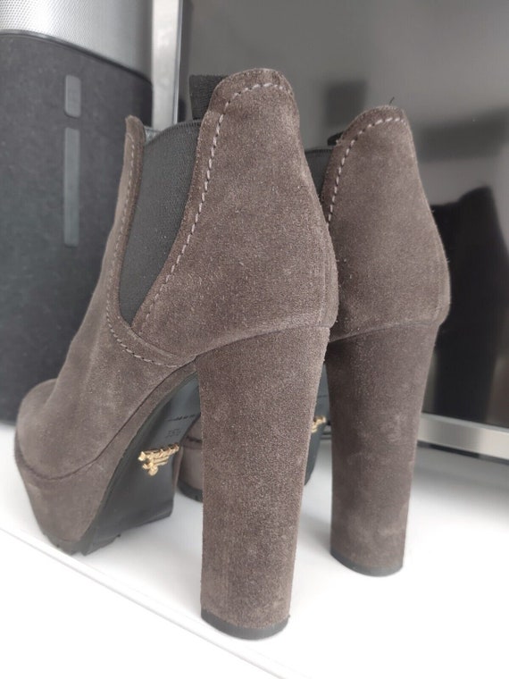 Prada Womens Gray Suede Ankle Boots Platform Boot… - image 6