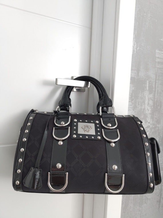 Gianni Versace Madonna Greek Key Medusa Black Mono