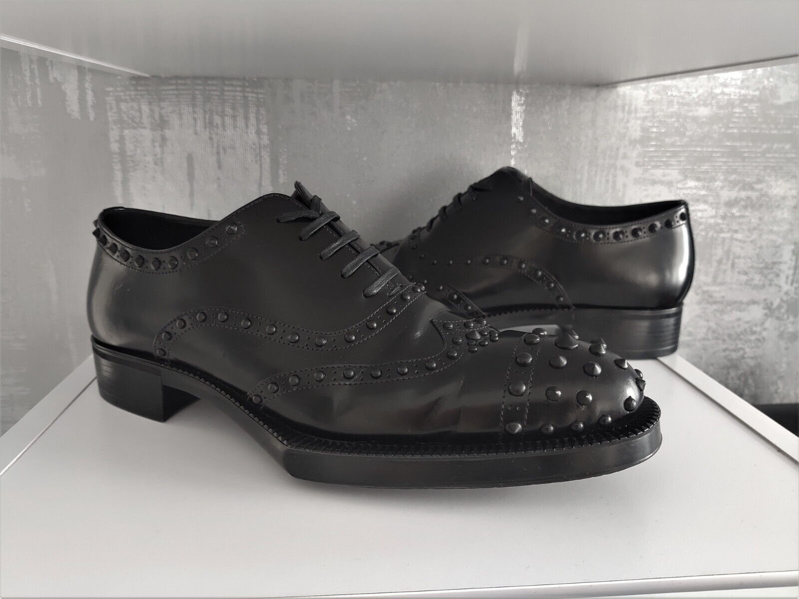 Prada Studded Oxford Brogue Womens Dress Shoes Black Leather Lace up Flats 100 Authentic Condition Great Size EU 40 US 10 Original Rare Etsy