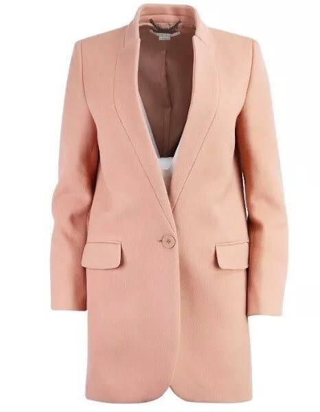 Stella Mccartney Womens Wool Pale Light Pink Signature Bryce Melton Pea Coat Mid Length Flap Pockets Collar Jacket Size 40 S M Original Etsy UK