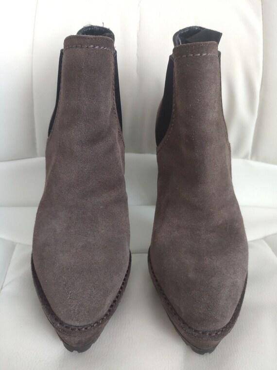 Prada Womens Gray Suede Ankle Boots Platform Boot… - image 10