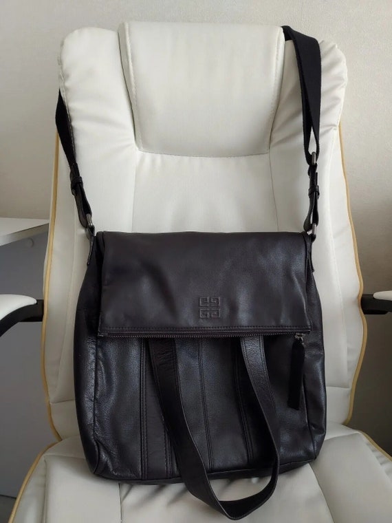 GIVENCHY Black Leather Shoulder Bag Messenger Crossbody Laptop Organizer Envelope Transformer Tote Mens Womens Unisex 100 authentic Original Etsy Canada