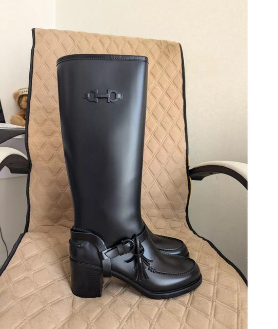 Salvatore Ferragamo Gancini Knee High Womens Rain Rubber Salvatore Ferragamo Gancini Knee High Womens Rain Rubber