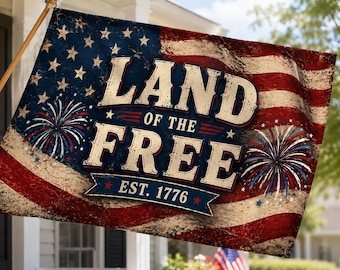 Patriotic American Flag, Land Of The Free Flag, 4th of July House Flag, USA Independence Day Decor, Patriotic Porch Flag, Americana Garden