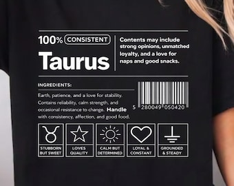 Taurus Zodiac PNG, Funny Label Shirt Design, Astrology Sublimation (2 Files)