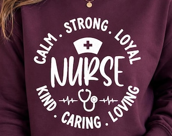 Nurse PNG Design, Calm Strong Loyal Nurse, Nurse Life Shirt Design, Nurse Gift, RN Sublimation, Medical Worker PNG, Nurse Quote Design