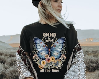 Deus é bom o tempo todo camisa cristã moletom vintage floral camisa cristã jesus vestuário boho cristão camiseta igreja camisa jesus