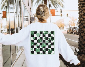 St Patrick's Checkered Sweatshirt St Patrick's Day Shirt Lucky Crewneck Sweatshirt Shamrock Sweater St Patricks Day Outfit St Patty's Hoodie