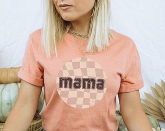 Mama Shirt Mama Checkered Shirt Mother's Day Retro Boho Tee Sweatshirt Retro Mommy T Shirt Mothers Day gift Trendy Mama T Shirt Mama Hoodie