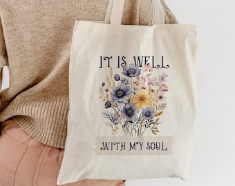 It Is Well tote bag Church tote bag Christian tote bag Christian merch Jesus tote bag Bible tote Christian gift Godly gift Cotton Tote Bag