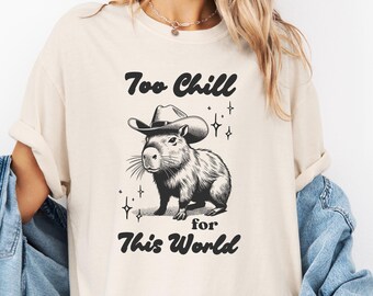 Camiseta de capibara, divertida camiseta de roedor, divertida camiseta de capibara, camiseta de rata vaquera, camiseta vintage de capibara, camiseta con gráfico occidental, sudadera retro de capibara
