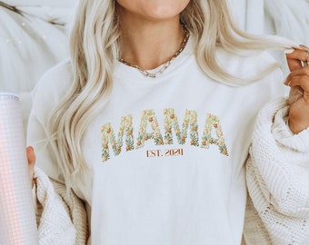Maglietta personalizzata per mamma Maglietta personalizzata per mamma Felpa floreale per mamma Maglietta per la festa della mamma Regalo per la festa della mamma Maglietta per mamma trendy EST Nuova maglietta per mamma
