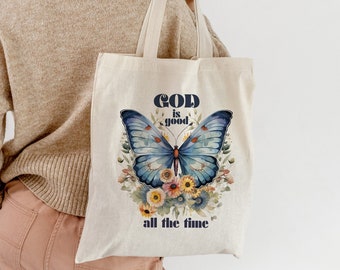 Dios es bueno bolso de mano Bolso de mano de la Iglesia Bolso de mano cristiano Mercancía cristiana Bolso de mano de Jesús Bolso de mano de la Biblia Regalo cristiano Regalo piadoso Bolsa de algodón