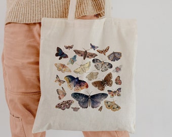 Vintage Butterflies Tote Bag Moth Tote Bag Vintage Style Tote Bag Boho Tote Bag Cottagecore Tote Bag Trendy Tote Bag Granola Girl Gift