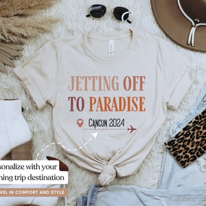 Personalized Off To Paradise Travel Shirt Custom Travel Shirt Custom Girls Trip Shirt Travel Buddies Gift Air Plane Destination Travel Shirt