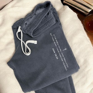 Christian Bible Verse Sweatpants Scripture Comfort Colors Fleece Sweatpants Christian Loungewear Apparel Comfy Sweatpants Christian Joggers