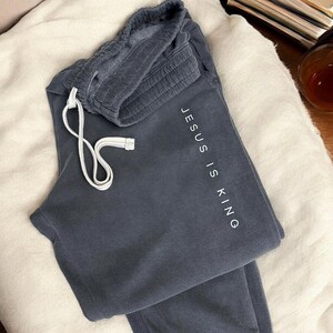 Jesus is King Sweatpants Christian Comfort Colors® 1469 Lightweight Fleece Sweatpants Christian Apparel Comfy Sweatpants Christian Sweats