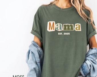 Comfort Colors® Mama Shirt Retro Mama Shirt Mother's Day Gift Vintage Mom Shirt New Mom Shirt Mama Est Year Shirt Pregnancy Announcement Tee