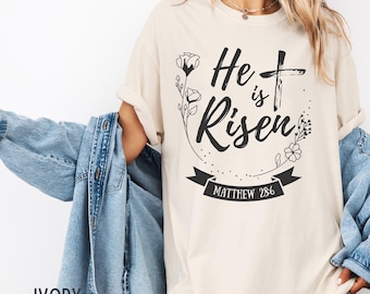 Camiseta cristiana de Pascua Él ha resucitado Camiseta Él ha resucitado Camiseta de Pascua de Jesús Regalo cristiano de Pascua Camiseta cristiana de Pascua Camiseta de Pascua de Jesús