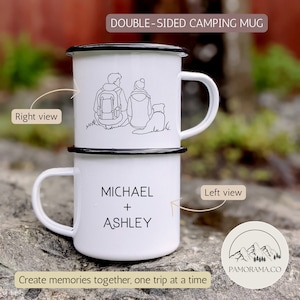Custom Couple Camping Enamel Mug Anniversary Gift Enamel Mug Couple Personalized Gift Mountain Camping Mug Couple Camping Coffee Mug 12oz