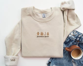 Gingerbread Embroidered Sweatshirt Embroidered Christmas Crewneck Holiday Gift Christmas Sweatshirt Gingerbread Sweater Xmas Gingerbread