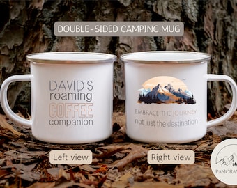 Personalized Camp Mug Camping Mountain Coffee Mug Camp Mug 12oz Camper Hiker Van Lake Coffee Cup Unique Custom Enamel Gift For Travel Lover