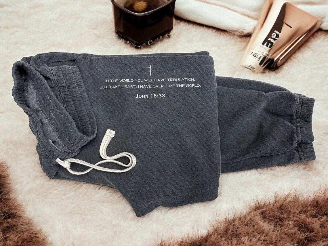 Scriptures Snickers Christian Bible Verse Sweatpants Scripture Comfort Colors Fleece ...