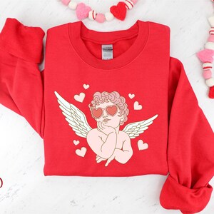 Retro Cupid Valentine&#39;s Day Sweatshirt Cupid Heart Valentines Shirt Valentines Day Cupid Shirt Retro Heart Sweatshirt Valentine Gift For Her