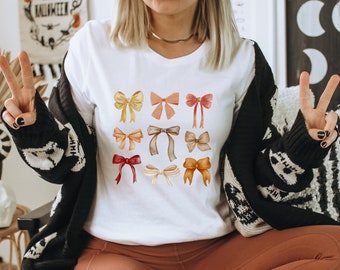 Fall Coquette Shirt Retro Fall Shirt Coquette Bow Shirt Cute Autumn Shirt Thanksgiving Tee Retro Fall Pumpkin Bow Shirt Coquette Sweatshirt
