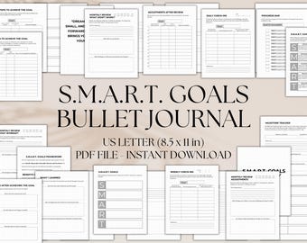 SMART Goals Bullet Journal, Printable Productivity Planner (PDF)