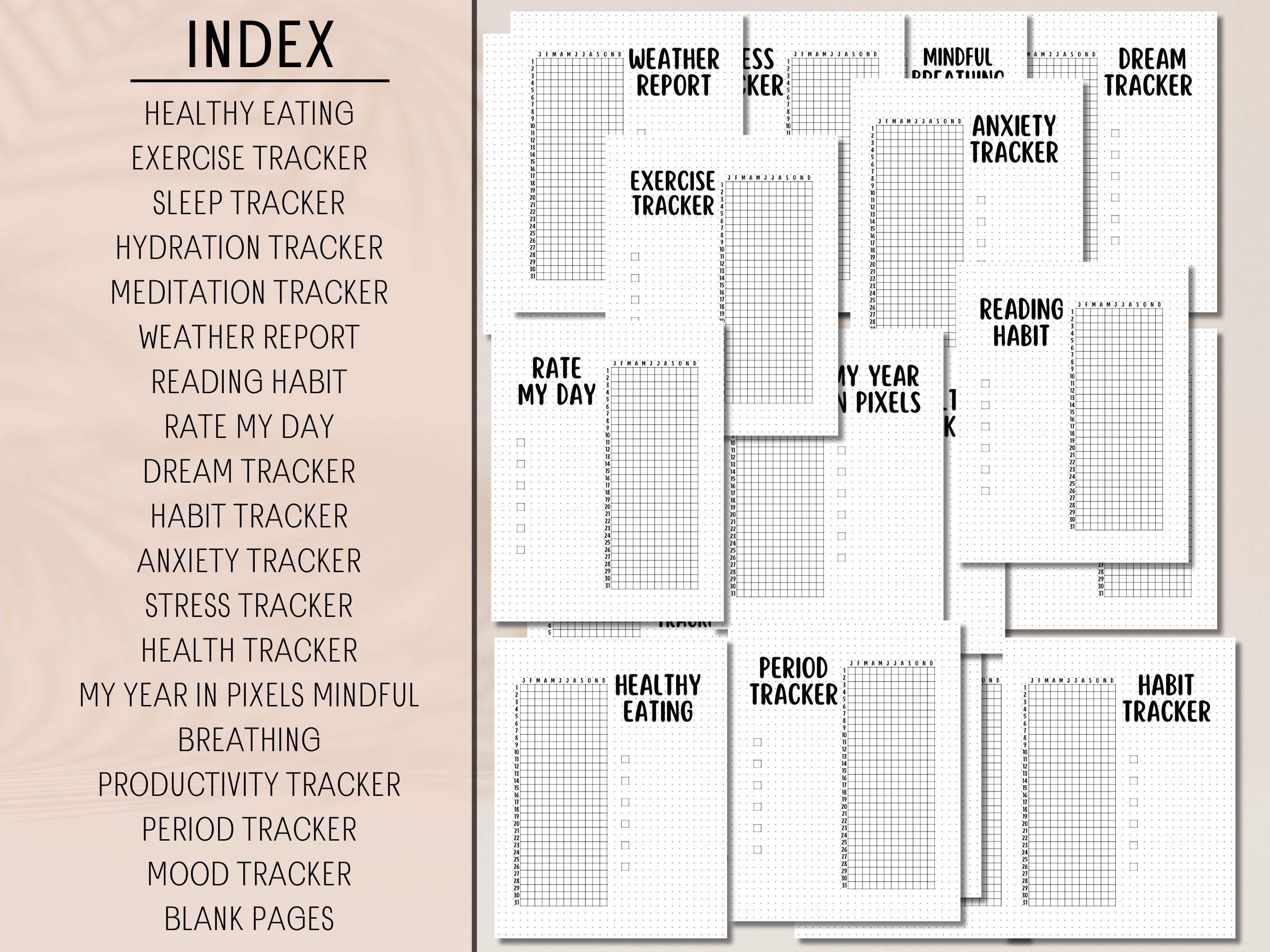 Yearly Bullet Journal Printable Bujo US Letter A4 A5 A6 Classic Planner ...