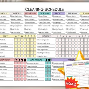 BEWERKBARE schoonmaakplanner, planning schoonmaakchecklist, klusplanner, ADHD-schoonmaaklogboek, huishoudelijke taken, wekelijkse maandelijkse kluslijst